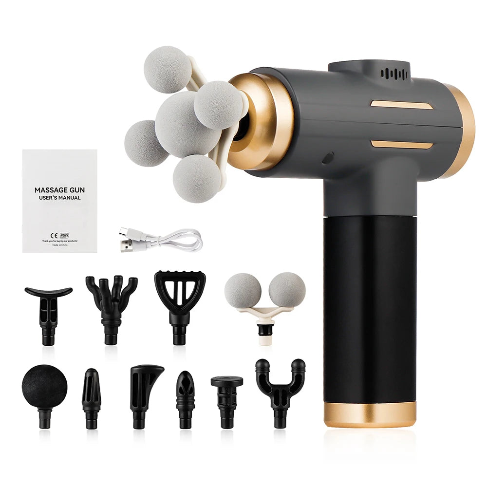 Pistolet de Massage Musculaire Électrique – 11 Embouts