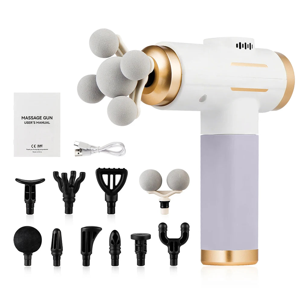 Pistolet de Massage Musculaire Électrique – 11 Embouts